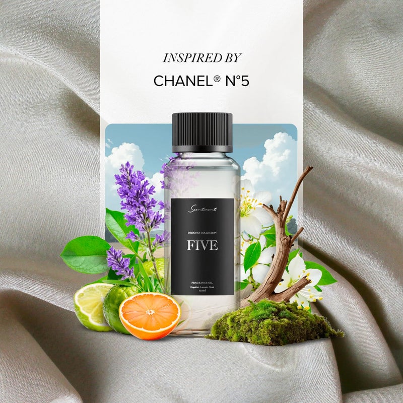 Scentiment - Five Designer Collection Diffuser Oils | Aromatherapy Home Fragrance | Luxurious Scent with Notes of Grapefruit, Lavender, Musk (20 mL) - Image 2